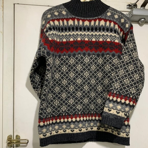 VINTAGE JACOB FAIR ISLE TURTLENECK KNITTED WOOL SWEATERS SIZE S - Picture 6 of 15